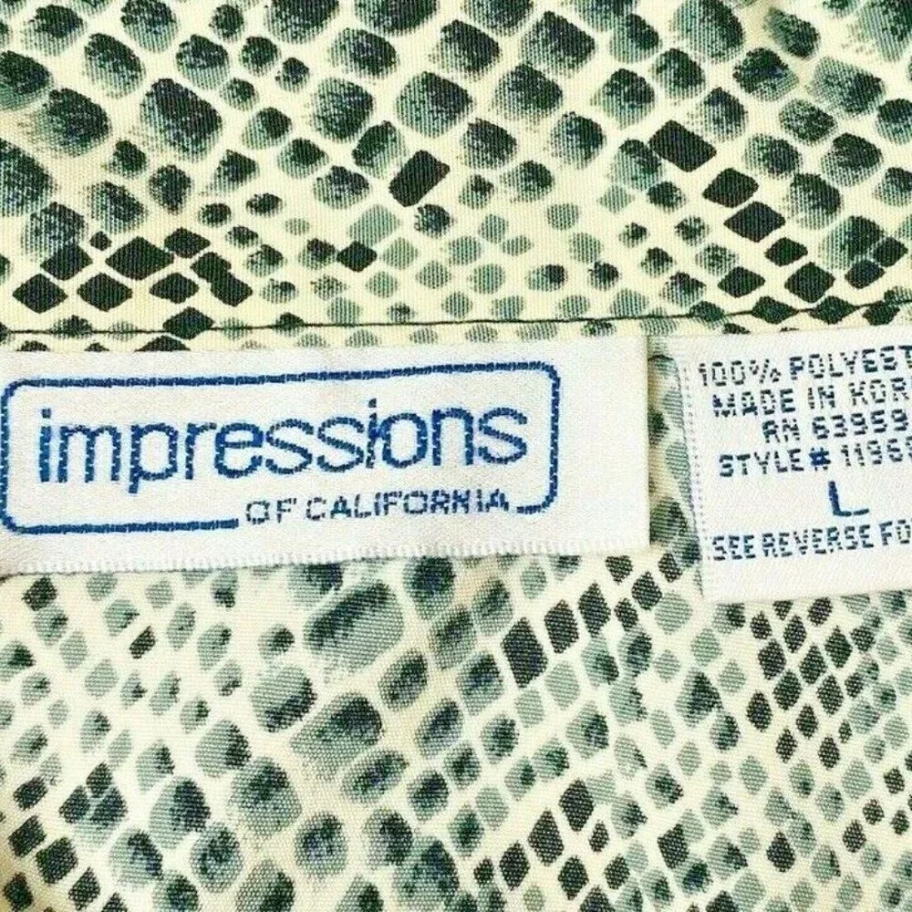 IMPRESSIONS Women Short Sleeve Button Down Collared Animal Print Shirt Sz Large - Picture 11 of 12
